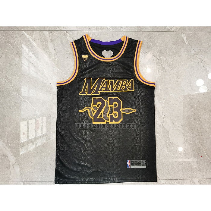 Camiseta Los Angeles Lakers LeBron James NO 23 Black Mamba Negro